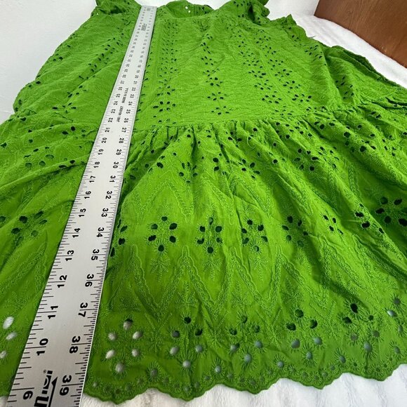 New York & Company Womens Green Ruffle-Sleeve Eyelet Shift Dress XXL Lined New - Picture 8 of 10